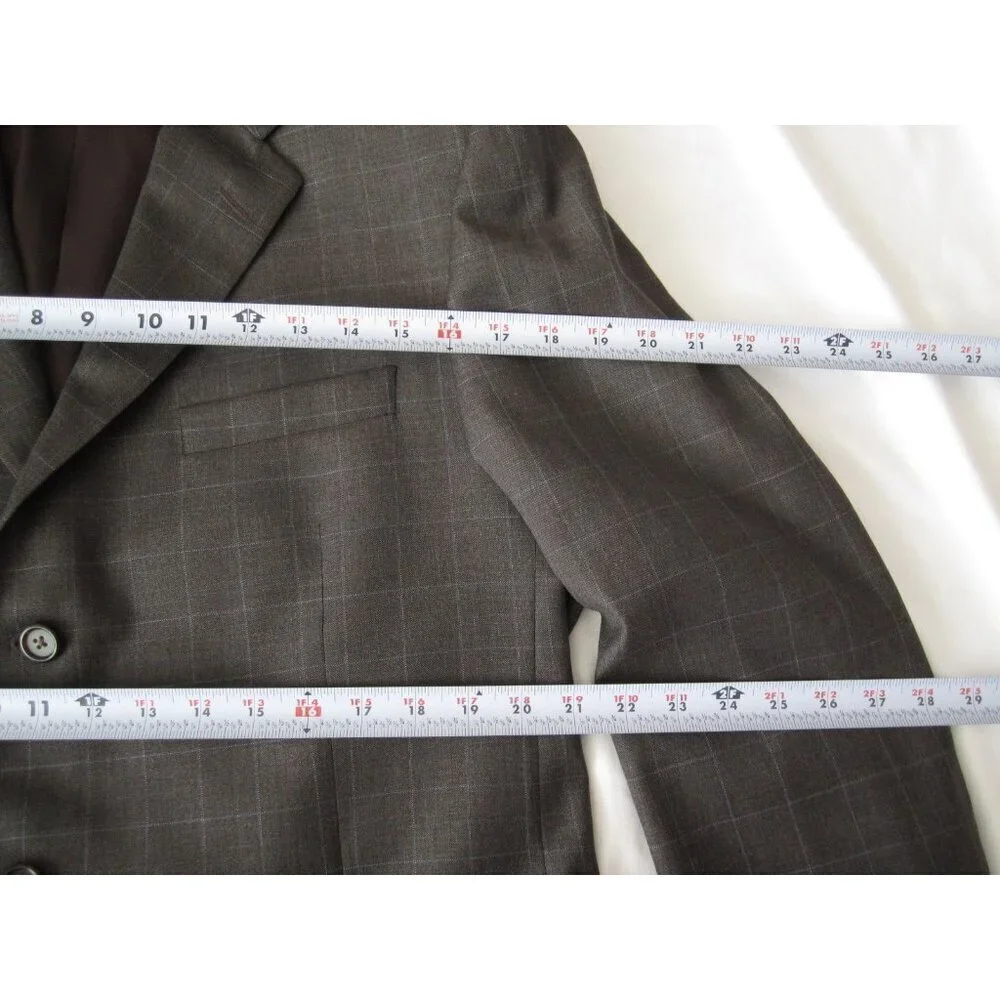 Men‎ Hickey Freeman 3 Button Reda Wool Plaid Blazer Jacket Sz 44 Long (MJ52) USA